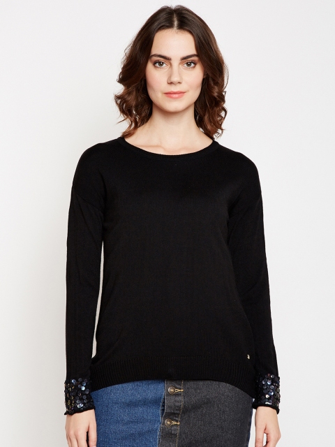 

Taanz Women Black Solid Pullover Sweater