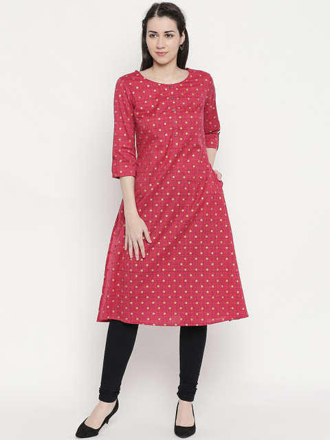 

RANGMANCH BY PANTALOONS Women Pink Printed Straight Kurta