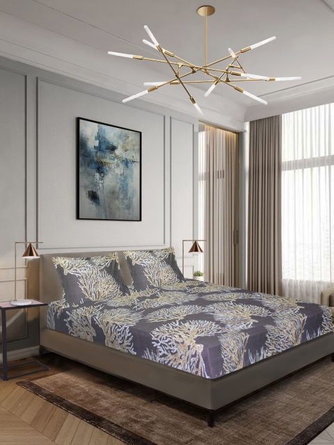 

Aura Multicoloured Floral 140 TC Polyester 1 Queen Bedsheet with 2 Pillow Covers, Multi