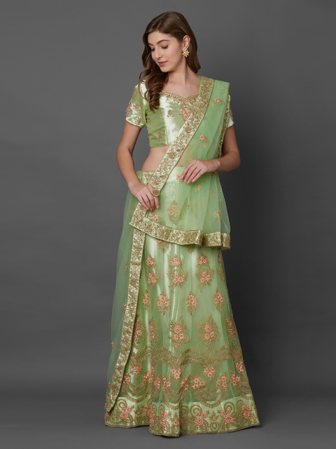 

Mitera Green Semi-Stitched Lehenga & Blouse with Dupatta