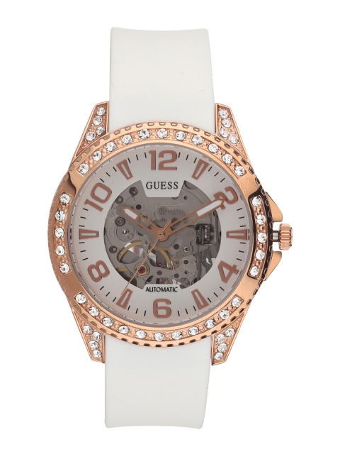 

GUESS Women White Analogue Automatic Leather Watch W1239L3