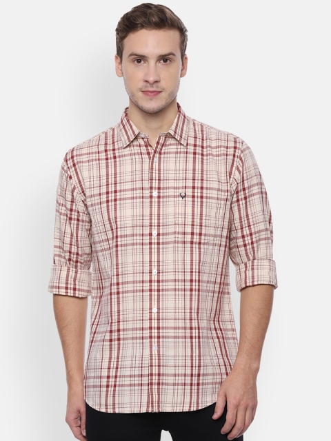 

Allen Solly Men Beige & Maroon Slim Fit Checked Casual Shirt