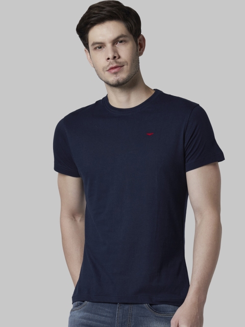 

Park Avenue Men Blue Solid Round Neck T-shirt