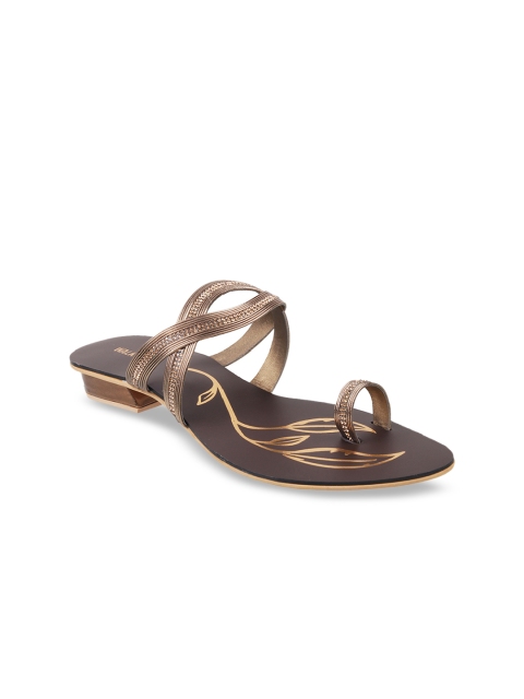 

WALKWAY Women Bronze-Toned Solid Sandals