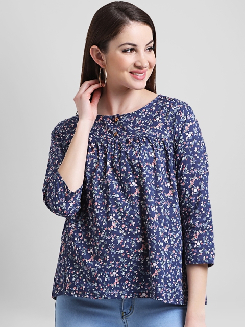 

Aayna Women Blue & Pink Printed Top