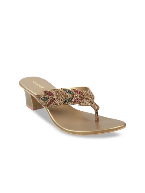 

WALKWAY Women Gold-Toned Solid Sandals