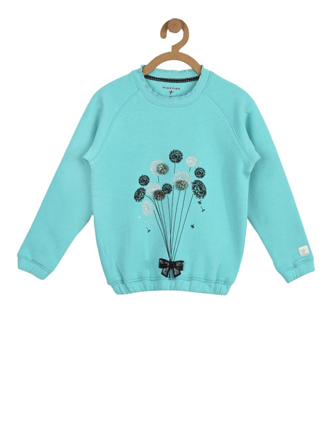 

Stupid Cupid Girls Sea Green Printed Sweatshirt