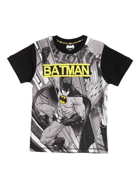 

Kids Ville Boys Purple Batman Printed Round Neck Half Sleeve T-shirt, Black