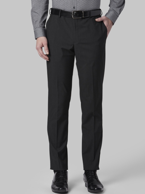 Park Avenue Men Grey Regular Fit Solid Formal Trousers