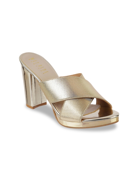 

Wet Blue Women Gold-Toned Solid Heels