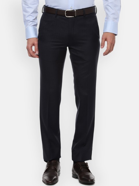 

Van Heusen Men Navy Blue Slim Fit Solid Formal Trousers