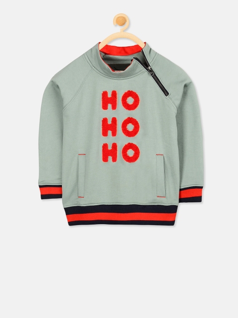 

Cherry Crumble Boys Olive Green Printed Sweatshirt