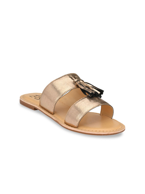 

Zebba Women Gold-Toned Solid Open Toe Flats