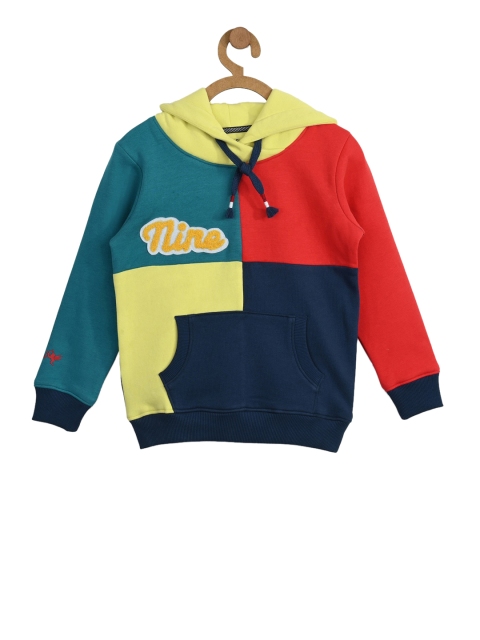 

Stupid Cupid Boys Multicoloured Colourblocked Hooded Sweatshirt, Multi