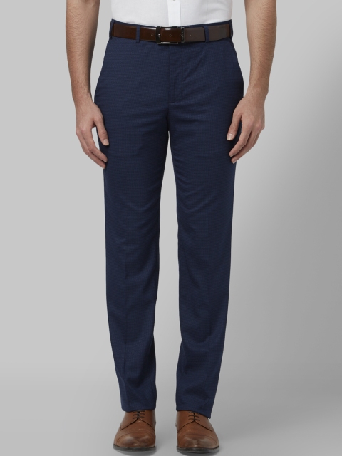 

Park Avenue Men Blue Slim Fit Self Design Formal Trousers
