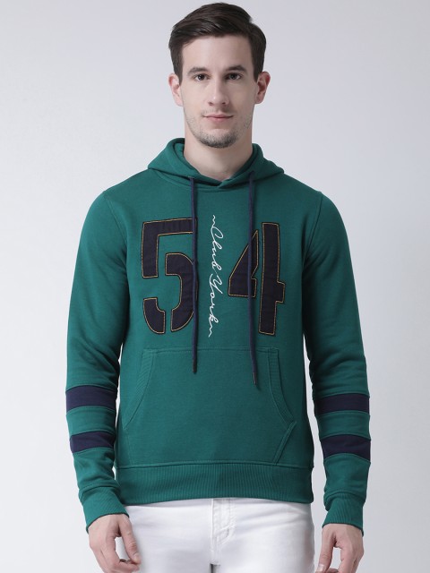 

Club York Men Green Printed Hooded Sweatshirt
