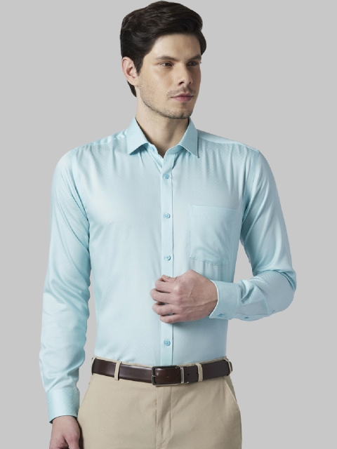 

Park Avenue Men Turquoise Blue Slim Fit Self Design Formal Shirt