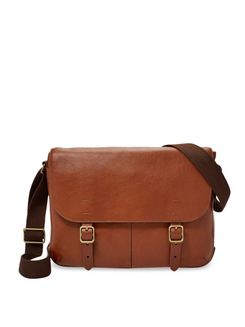 

Fossil Men Brown Solid Leather Messenger Bag