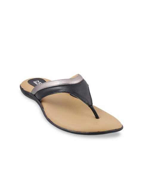 

Mochi Women Black Solid Leather Open Toe Flats