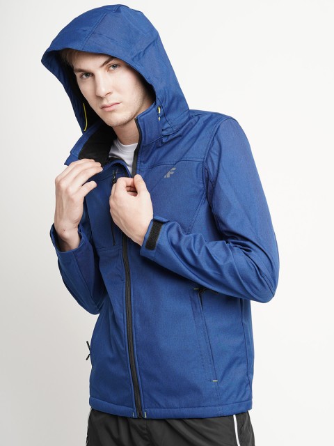 

4F Men Blue Solid Hooded Sporty Jacket