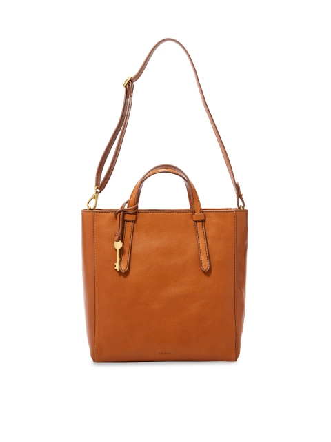 

Fossil Tan Brown Solid Leather Handheld Bag