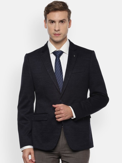 

Van Heusen Men Navy Blue Slim Fit Solid Single-Breasted Blazer