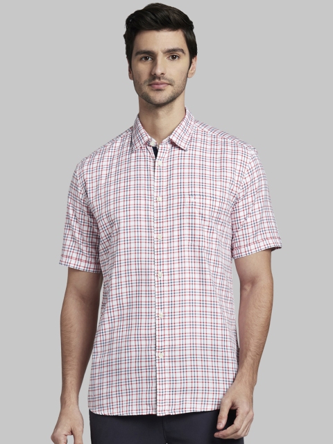 

Parx Men Red & Blue Slim Fit Checked Casual Shirt