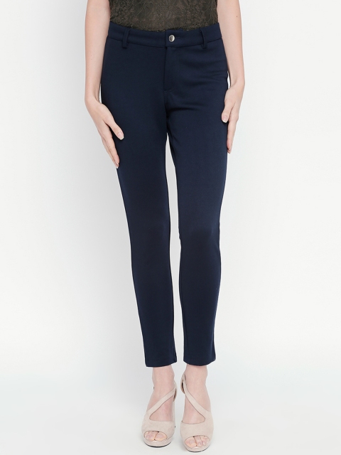

Honey by Pantaloons Women Navy Blue Regular Fit Solid Regular Trousers