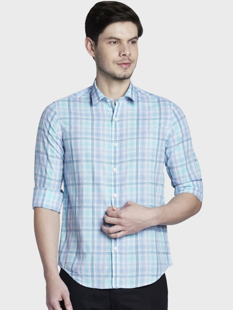 

ColorPlus Men Green Slim Fit Checked Casual Shirt