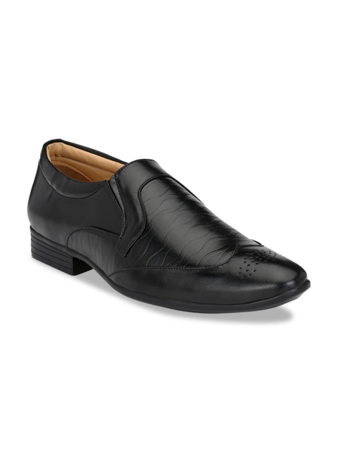 

Prolific Men Black Textured Formal Slip-On Shoes