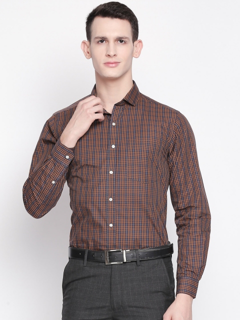 

Solemio Men Yellow & Grey Regular Fit Checked Formal Shirt