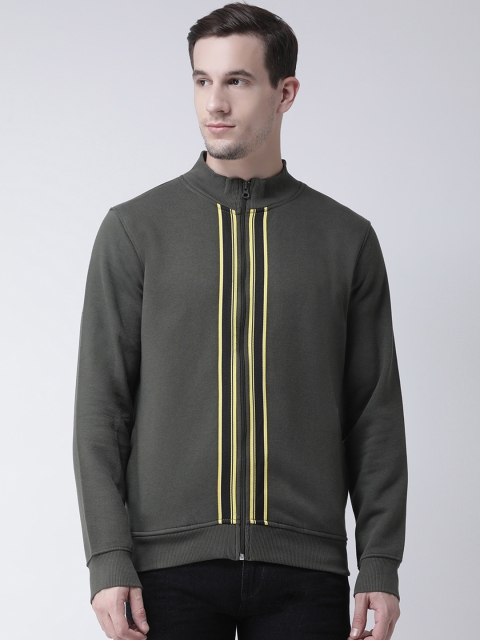

Club York Men Grey & Yellow Striped Sweatshirt