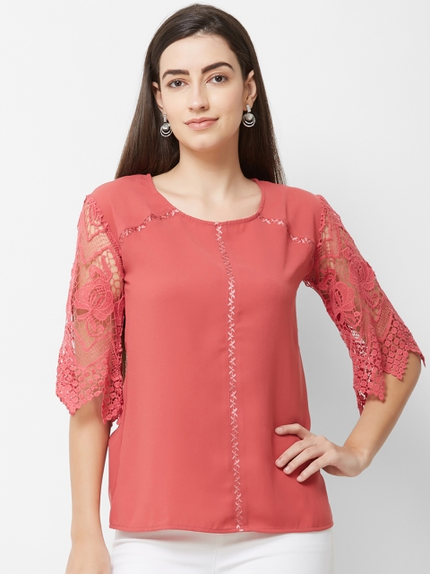 

Soie Women Coral Solid Top