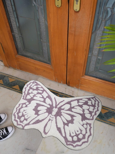 

Avira Home Purple & White Printed 1750 GSM Butterfly No Shredding Doormat