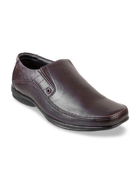 

Mochi Men Brown Solid Leather Slip-On Shoes