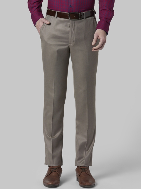 

Park Avenue Men Tan Brown Slim Fit Self Design Formal Trousers