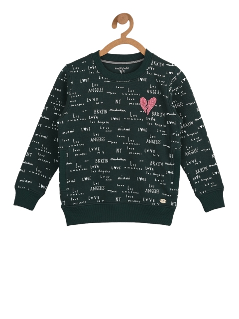 

Stupid Cupid Girls Green Printed Sweatshirt