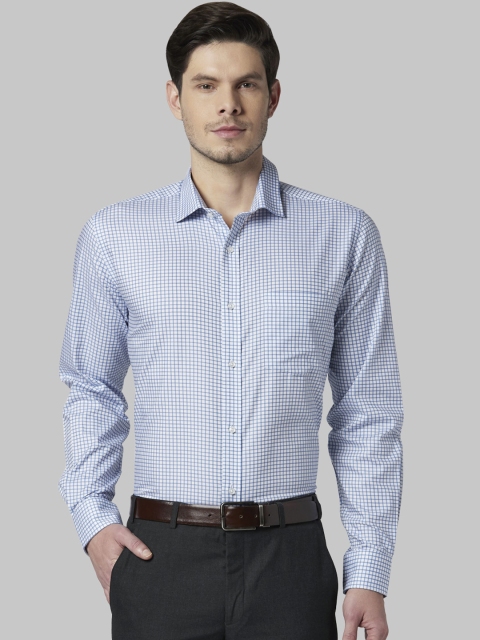 

Park Avenue Men Blue & White Slim Fit Checked Formal Shirt