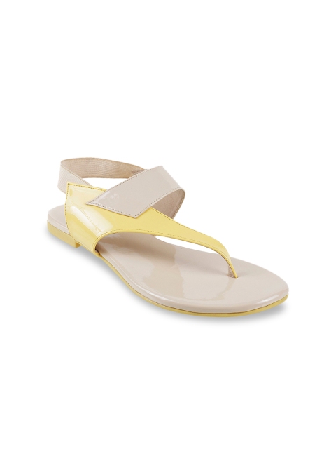 

Mochi Women Beige Colourblocked Open Toe Flats