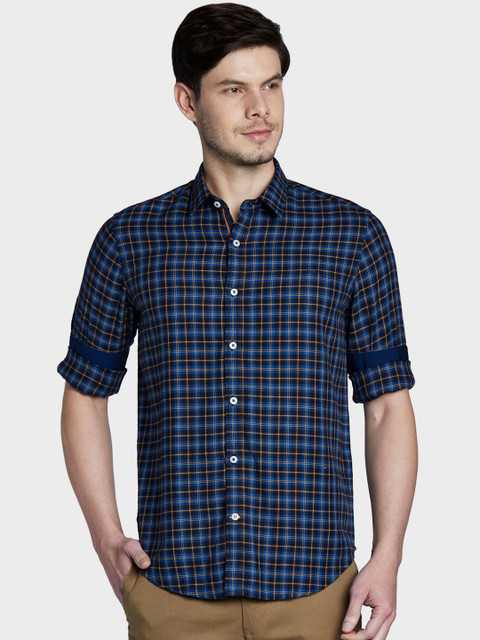 

ColorPlus Men Blue Slim Fit Checked Casual Shirt