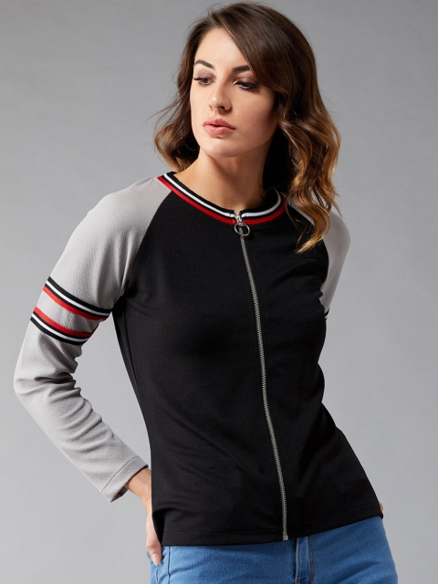 

DOLCE CRUDO Women Black & Grey Solid Jacket