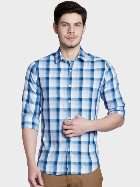 

ColorPlus Men Blue Slim Fit Checked Casual Shirt