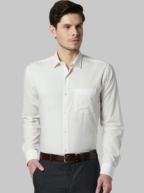 

Park Avenue Men White Slim Fit Self Design Formal Shirt