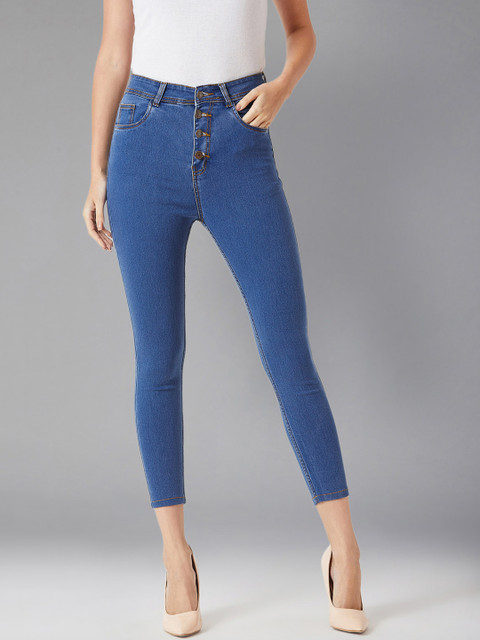 

DOLCE CRUDO Women Blue Skinny Fit High-Rise Clean Look Stretchable Jeans