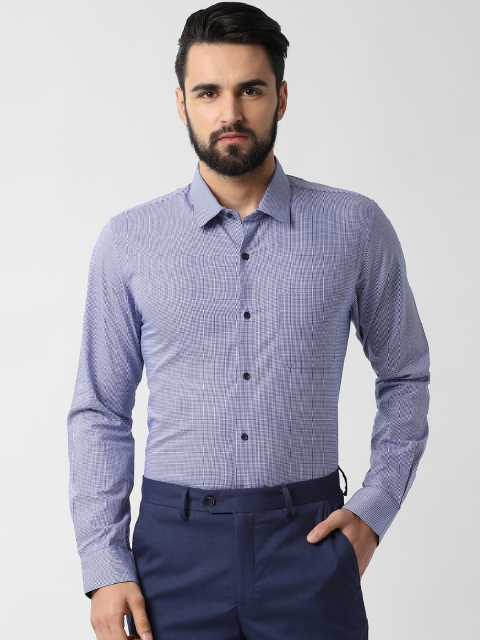 

Peter England Men Blue Slim Fit Checked Formal Shirt