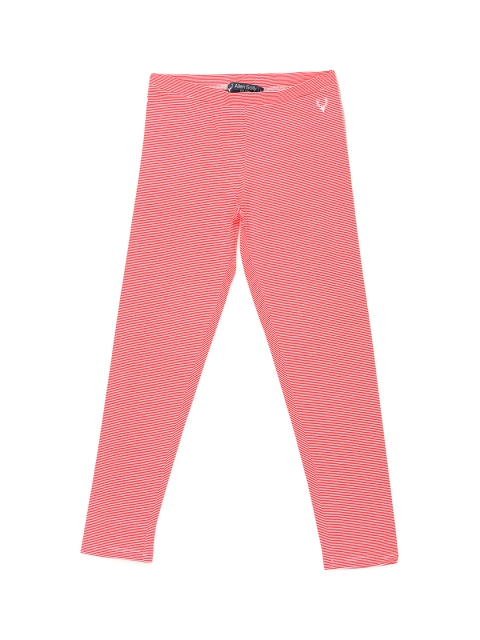 

Allen Solly Junior Girls Red & White Striped Ankle Length Leggings
