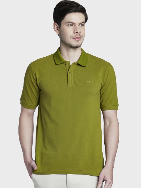 

ColorPlus Men Green Solid Polo Collar T-shirt