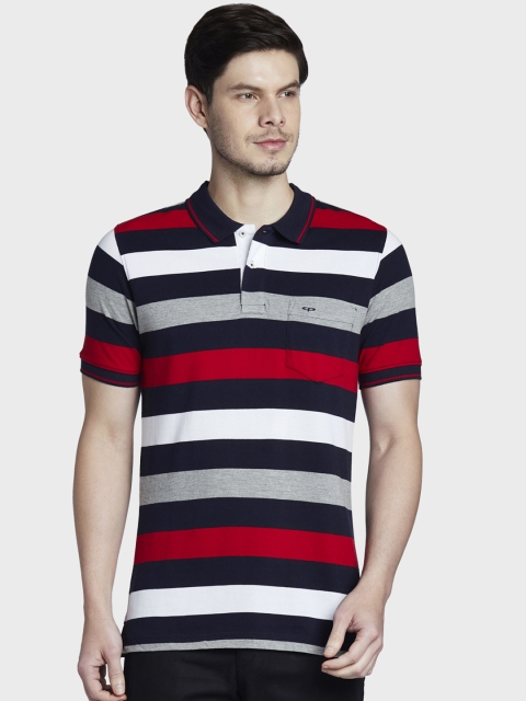 

ColorPlus Men Red Striped Polo Collar T-shirt
