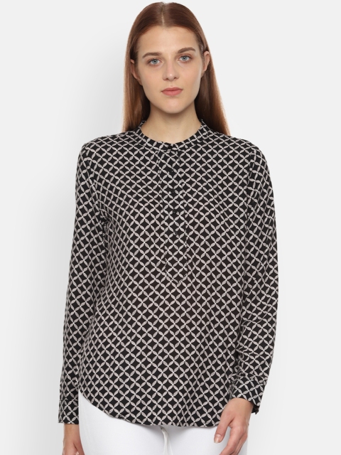 

Van Heusen Woman Black & Beige Printed Top