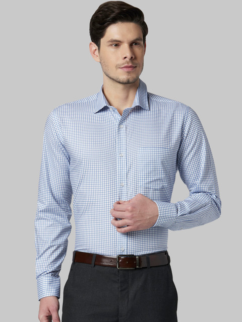 

Park Avenue Men Blue & White Regular Fit Checked Formal Shirt